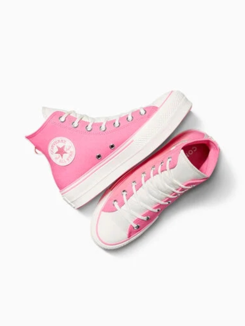 Hightop Converse ChuckTaylor AllStar Lift Platform Retro Varsity Logo Pink Sz9.5